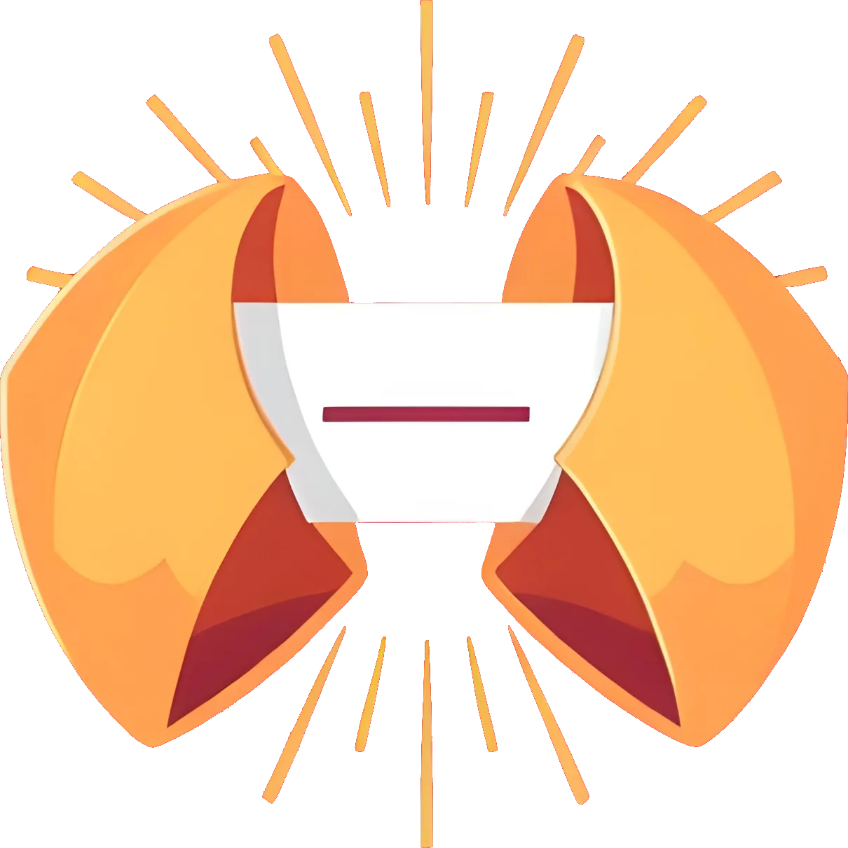 Minimal fortune cookie logo symbolizing discovery, luck, and playful curiosity.