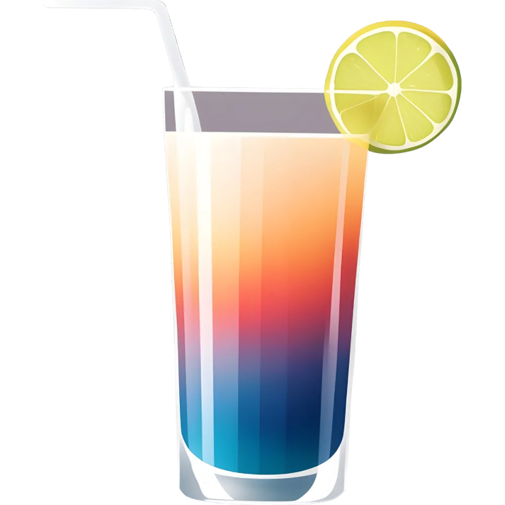 A clear glass with a refreshing non-alcoholic drink, shown in a minimal vector-style with soft gradients and subtle shadows, set on a bright, clean background.